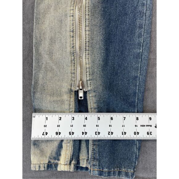Mijko Zipper Jeans Mens 2XL Blue Gradient Baggy Denim Y2K Statement Streetwear - Picture 7 of 16